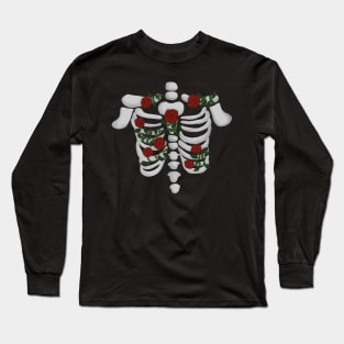 Skeleton ribs with flowers Long Sleeve T-Shirt